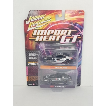 Johnny Lightning 1:64 Nissan 350 Z 2006 black silver & Mazda RX-7 1981 black